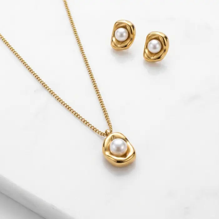 Zyler-Infini The Auric Molten Pearl Set Waterproof Tarnish-Free Jewelry UAE