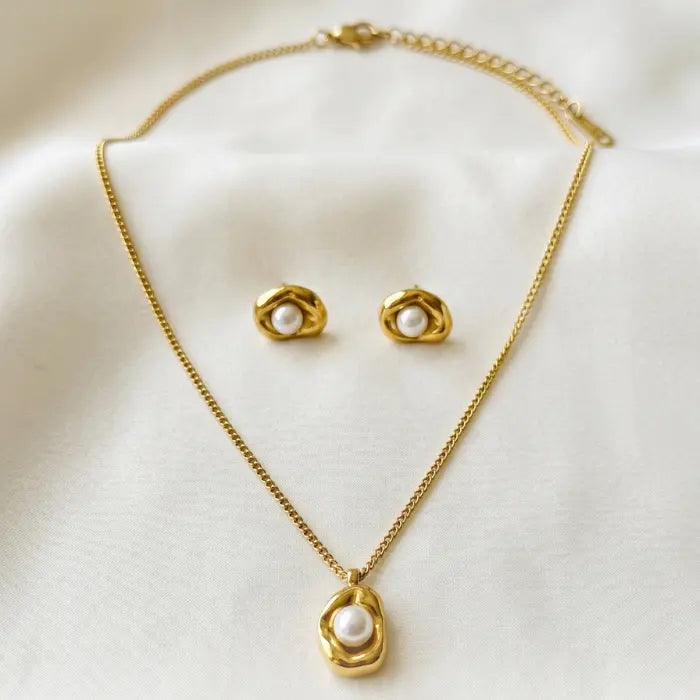Zyler-Infini The Auric Molten Pearl Set Waterproof Tarnish-Free Jewelry UAE