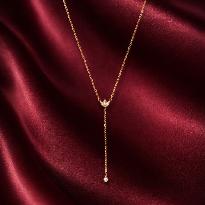 The Lotus Dewdrop Long Necklace - ZYLER-INFINI