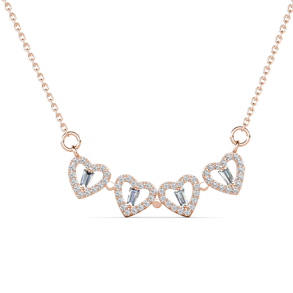 Zyler-Infini Bloom Of Hearts Duo Sterling Silver Necklace Waterproof Tarnish-Free Jewelry UAE
