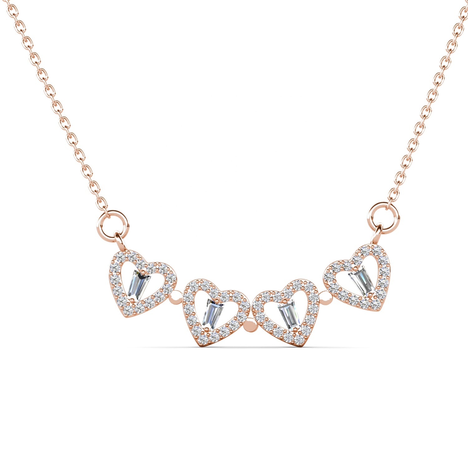 Zyler-Infini Bloom Of Hearts Duo Sterling Silver Necklace Waterproof Tarnish-Free Jewelry UAE